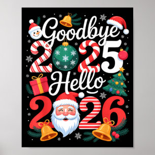 Hejdå 2025 Hej 2026 Gott Nytt År Familj Match Poster