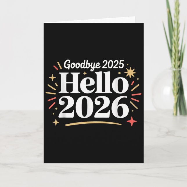 Hejdå 2025 Hej 2026 Gott Nytt År Konfetti  Kort (Framsida)