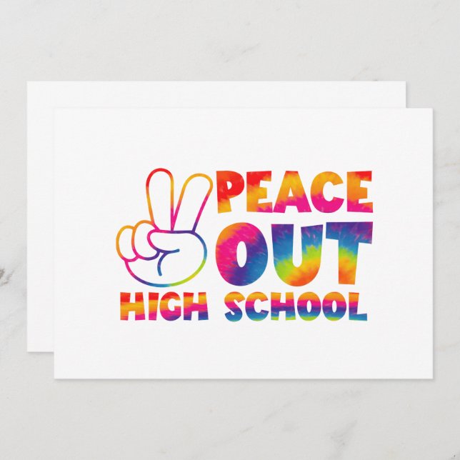 Hejdå Högstadiet Tie Dye Sista Skoldagen Inbjudningar (Fram/baksida)