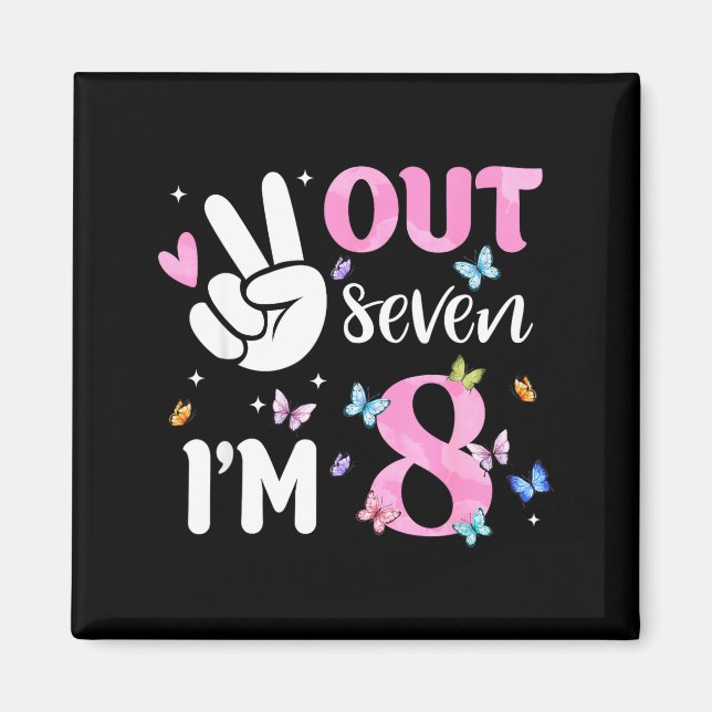 Hejdå sju 8 fjäril glad 8-årsdag magnet (Framsidan)