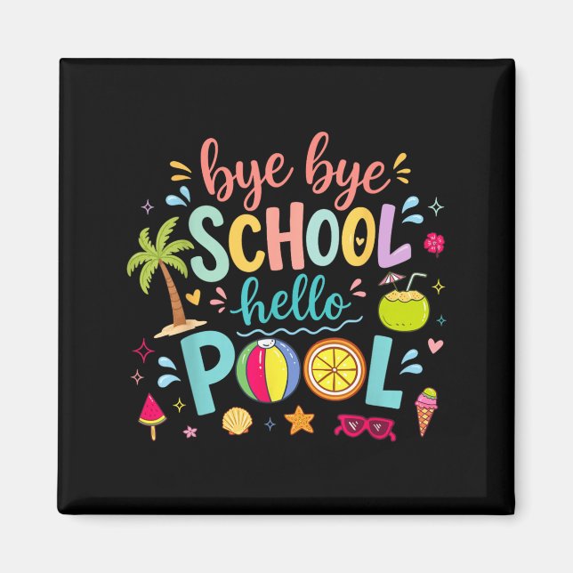 Hejdå skola hej pool lunchdama sommar magnet (Framsidan)