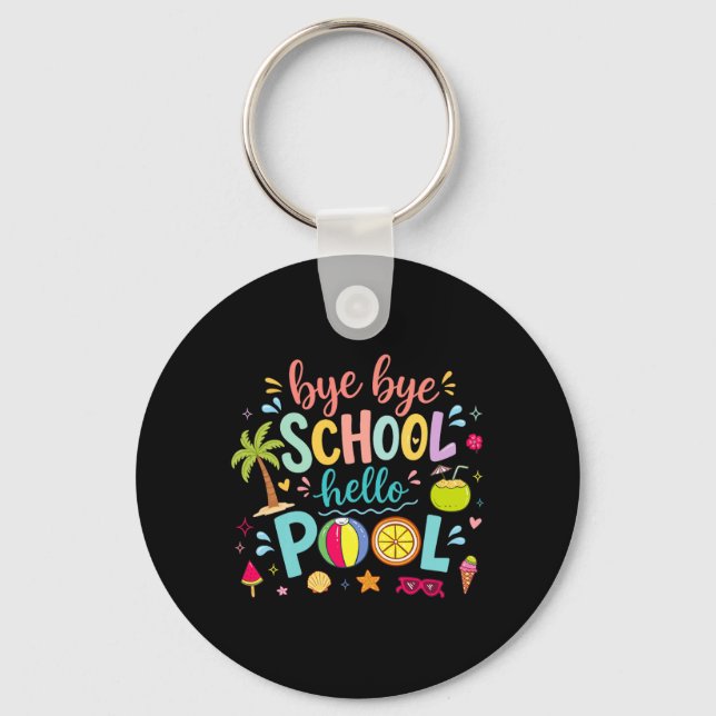 Hejdå skola hej pool lunchdama sommar nyckelring (Framsida)