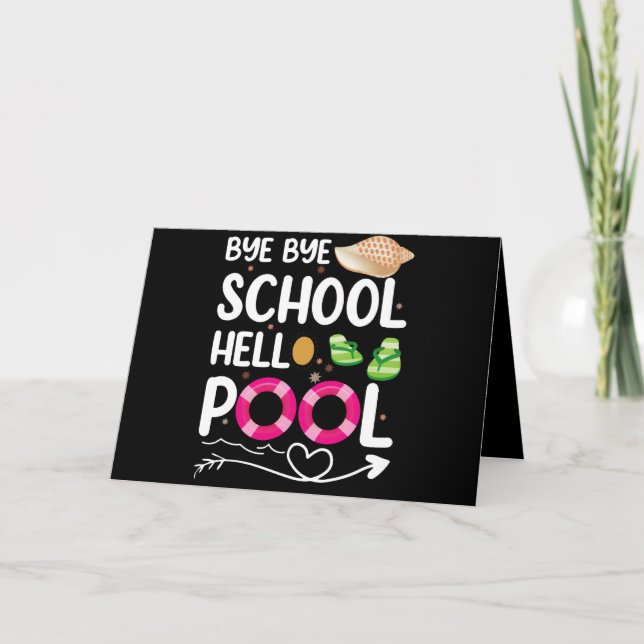 Hejdå skola Hej pool Sista skoldagen Tack Kort (Framsida)