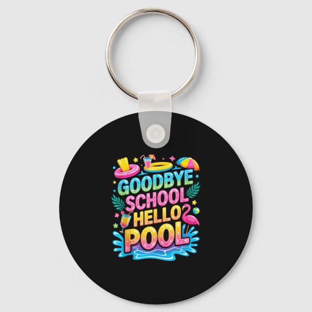 Hejdå skola hej pool sommarlov för barn nyckelring (Framsida)
