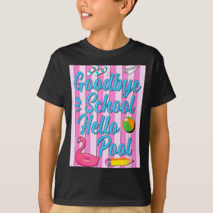 Hejdå skola hej simbassäng flamingo sommarlov t shirt