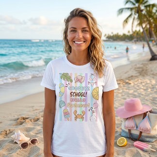 Hejdå Skola Hej Sommar Ränder Pastell T-Shirt