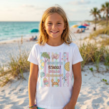 Hejdå Skola Hej Sommar Ränder Pastell T-Shirt