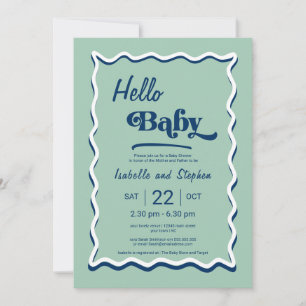 Hejen Baby Shower för modern Mint-Grönt Inbjudningar