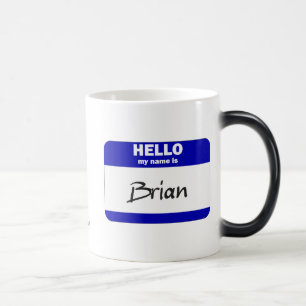 Hejen mitt namn är Brian (blått) Magisk Mugg