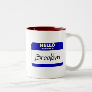 Hejen mitt namn är Brooklyn (blått) Två-Tonad Mugg