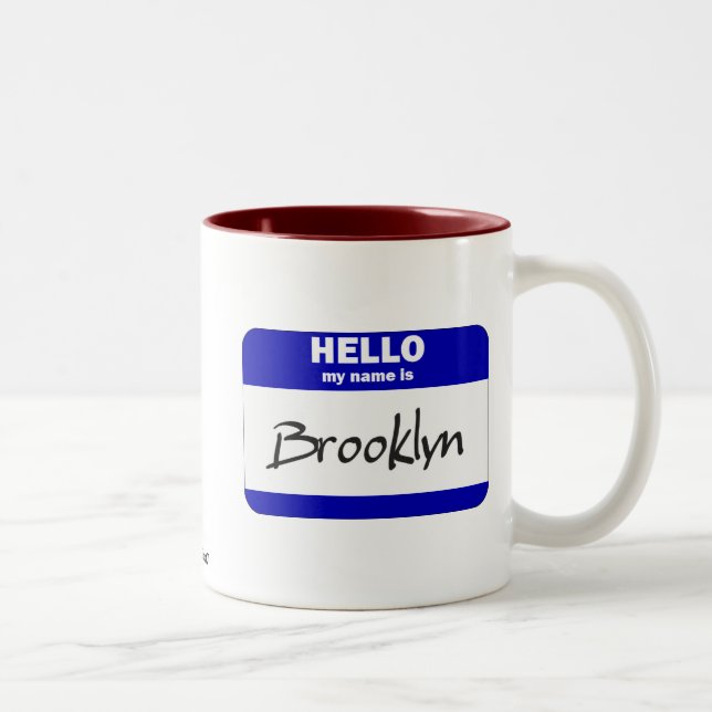 Hejen mitt namn är Brooklyn (blått) Två-Tonad Mugg (Höger)