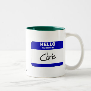 Hejen mitt namn är Chris (blått) Två-Tonad Mugg