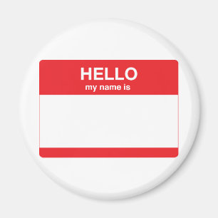 Hejen mitt namn är (din text) magnet