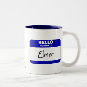 Hejen mitt namn är Elmer (blått) Två-Tonad Mugg