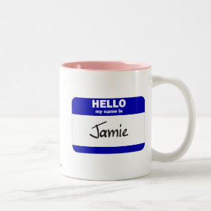 Hejen mitt namn är Jamie (blått) Två-Tonad Mugg