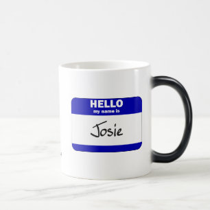 Hejen mitt namn är Josie (blått) Magisk Mugg