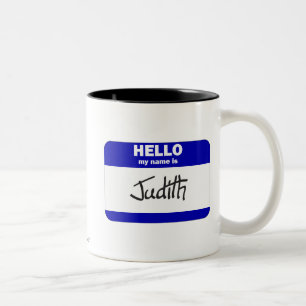 Hejen mitt namn är Judith (blått) Två-Tonad Mugg