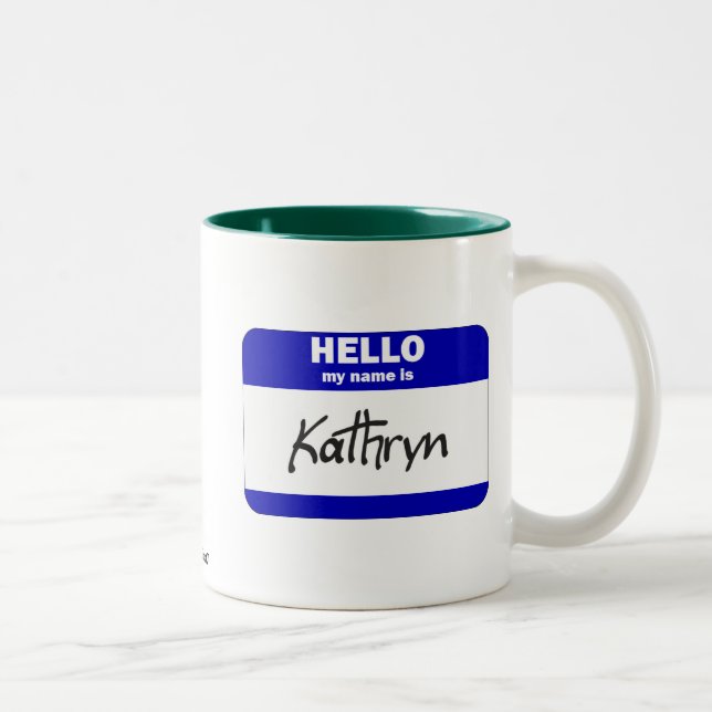 Hejen mitt namn är Kathryn (blått) Två-Tonad Mugg (Höger)