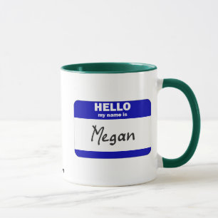 Hejen mitt namn är Megan (blått) Mugg