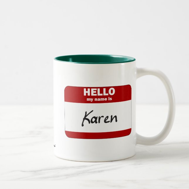 Hejen mitt namn är (röda) Karen, Två-Tonad Mugg (Höger)