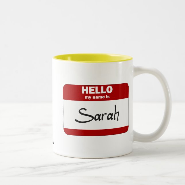 Hejen mitt namn är (röda) Sarah, Två-Tonad Mugg (Höger)