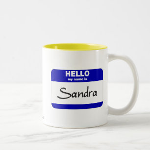 Hejen mitt namn är Sandra (blått) Två-Tonad Mugg