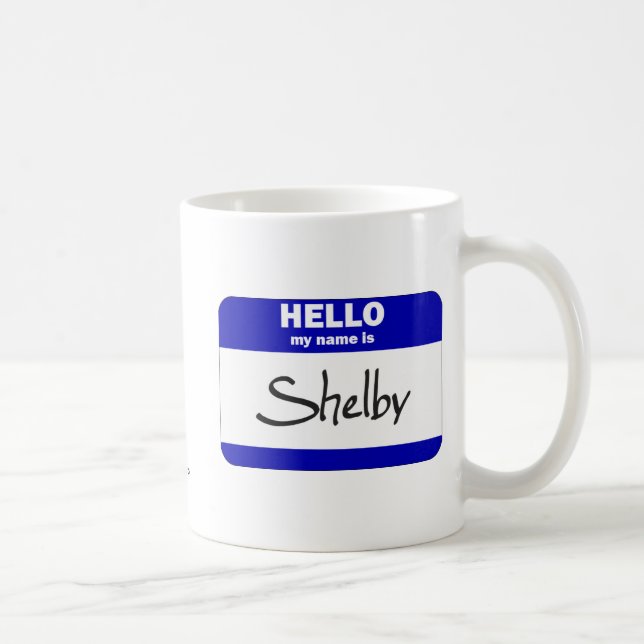 Hejen mitt namn är Shelby (blått) Kaffemugg (Höger)