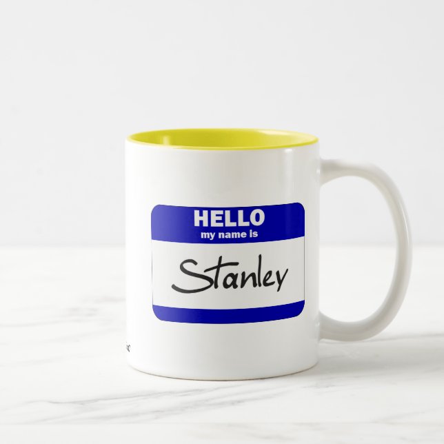 Hejen mitt namn är Stanley (blått) Två-Tonad Mugg (Höger)