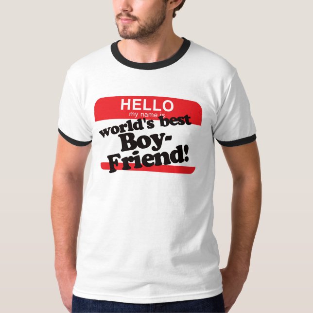 Hejen mitt namn är världens bäst pojkvän t shirt (Framsida)