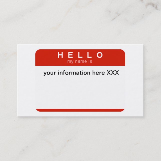 Hejen mitt namn är visitkortar visitkort (Framsida)