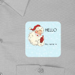 Hejen Namn bricka Badge vid jul i Party, Santa  Fyrkantigt Klistermärke<br><div class="desc">*** Köp Avslutat Projektionsyta när du använder det här klistermärket som namn bricka*** Denna utformning kan vara personlig i det område som tillhandahålls genom att ändra foto och/eller text. Du kan också anpassa den genom att klicka på Anpassa den här mallen och sedan välja klicka för att anpassa ytterligare alternativ...</div>