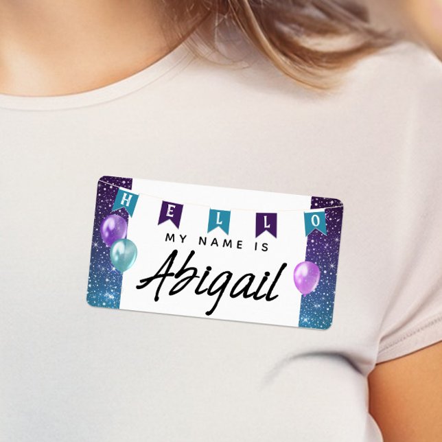 Hejen på Flagga på Cute Bunting Banner Min Namn är Fraktsedel (Fun Baby Shower / Children's Party Name Tags)