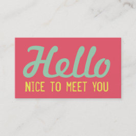"HEJER Nice som möter dig" korallGrungestilsort Visitkort