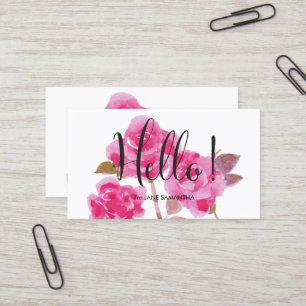 Hejer rosa rosvattenfärgläckerbit visitkort