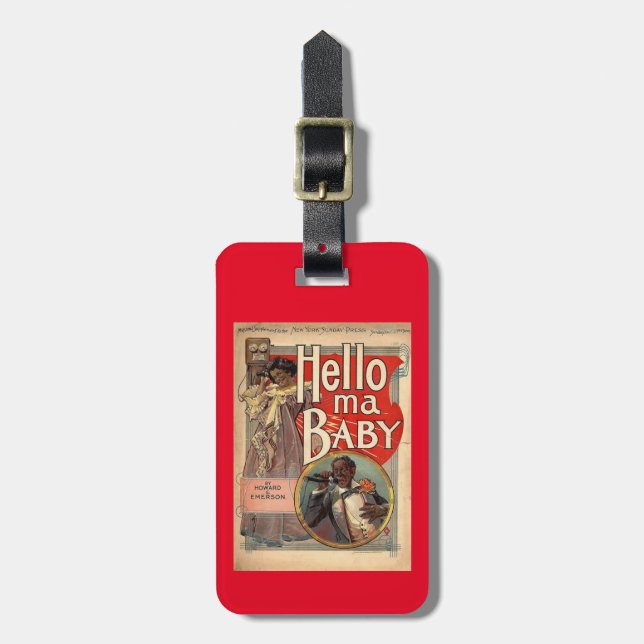 Hejmorsor baby, notbladvintage 1900 bagagebricka (Vertikal Framsida)