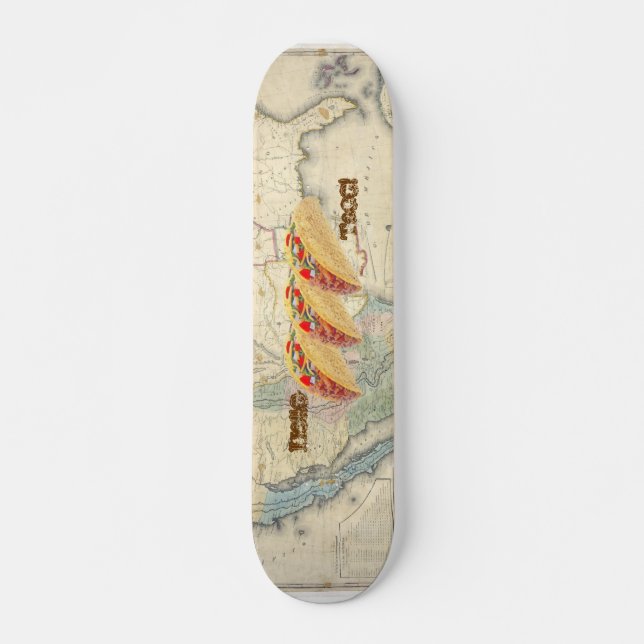 HejTacoSkateboard - med kartan Skateboard Bräda 20 Cm (Framsida)