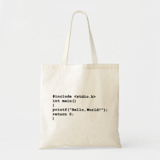 Hejvärld C som programmerar att kodifiera för Tygkasse