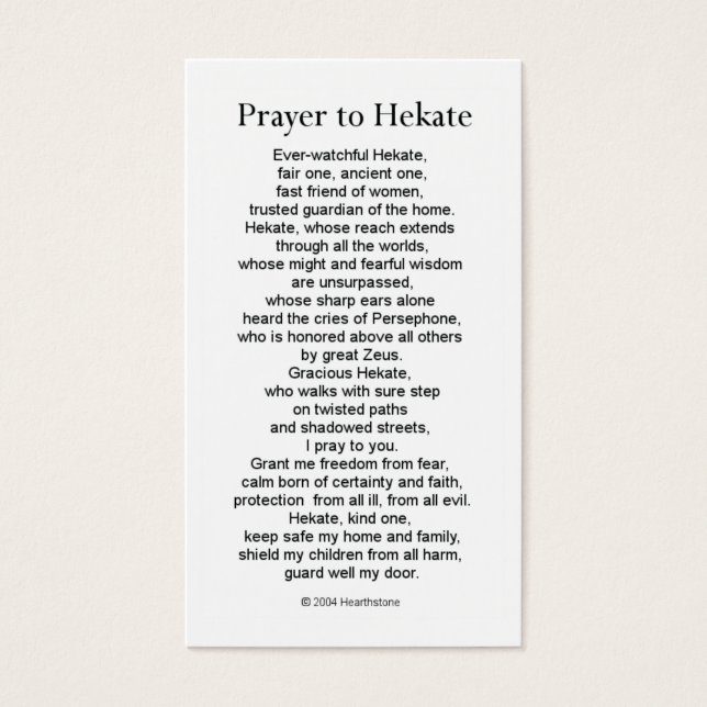Hekate Prayer Card Visitkort (Framsidan)