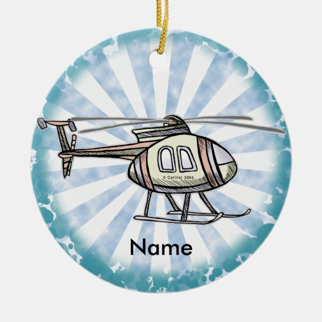 Hektisk helikopter julgransprydnad keramik (Framsidan)