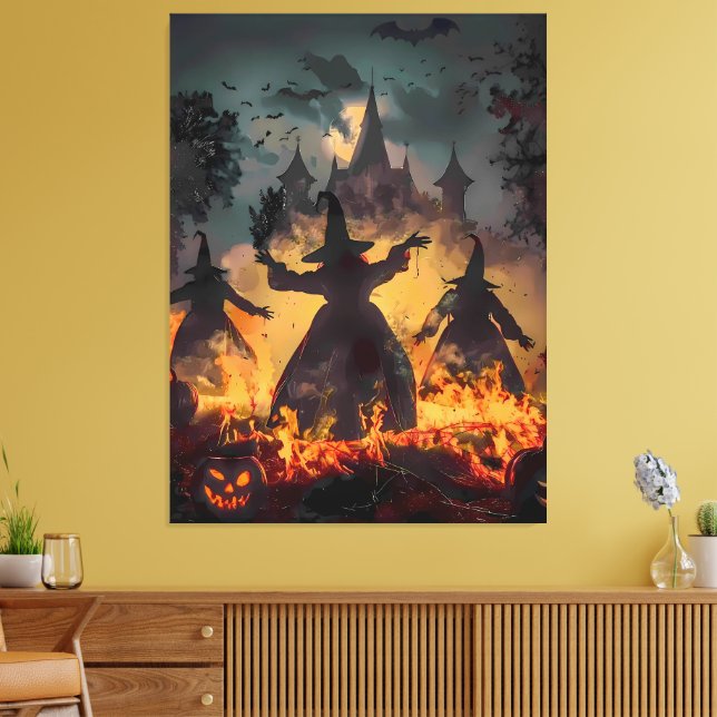 Hektsongens Ritual – Eldsdansen med de tre systrar Canvastryck (Insitu (Vardagsrum))