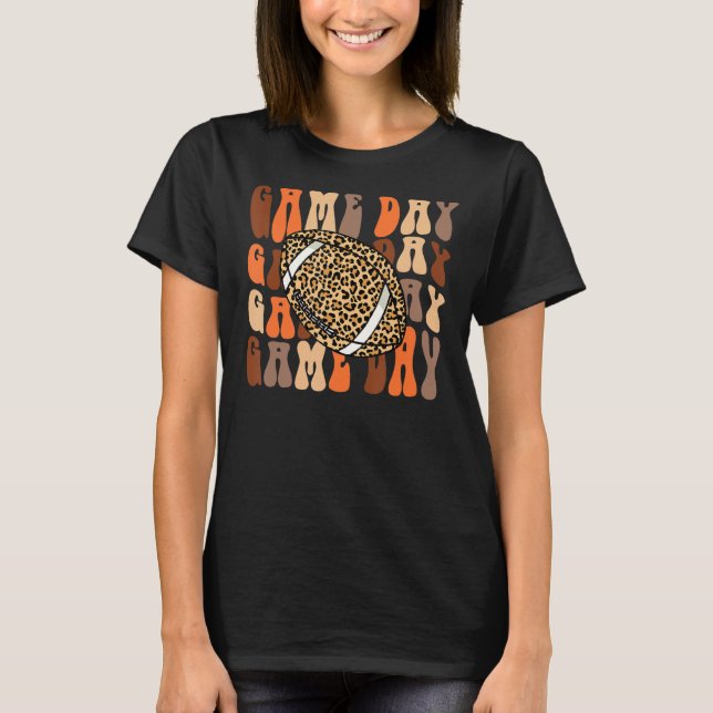 Hel Groovy Game Day Leopard Football Season Game T Shirt (Framsida)