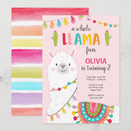 Hel Llama Roligt Fiesta Girl Birthday-inbjudan Inbjudningar