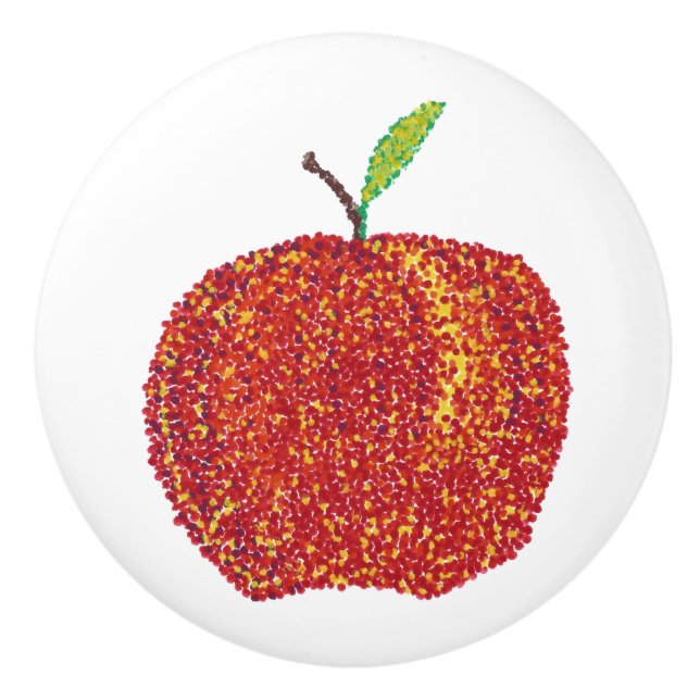 Hel mogen äpple i pointillism Knobs Knopp (Framsidan)