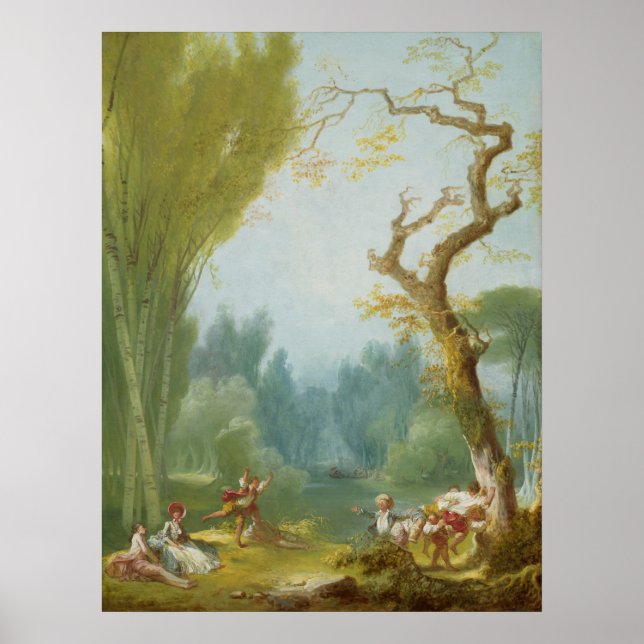 Hel- och Rider-spel - Jean Fragonard Fine Art Poster (Framsidan)