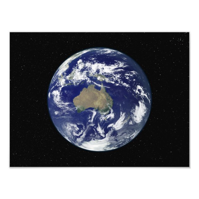 Hel upplyst jord centrerad på Australien och ocean Fototryck (Framsidan)