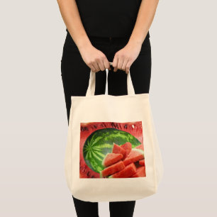 Hel vattenmelon och segmentfotografik tygkasse