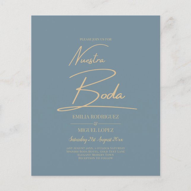 Hela 1-Eleganten-glaset Teal Guld Nuestra Boda Flygblad (Framsidan)