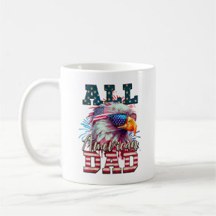 Hela Amerikanska Pappa 4:e juli Örn USA flagga Kaffemugg