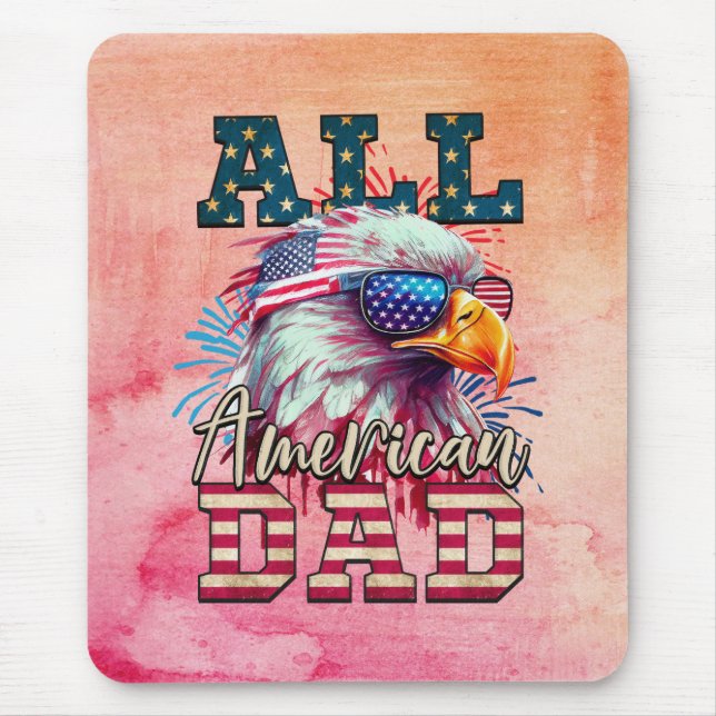 Hela Amerikanska Pappa 4:e juli Örn USA flagga Musmatta (Framsidan)