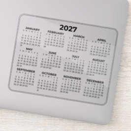 Hela År 2027 Horisontell Kalendern Bärbar Dator Klistermärken